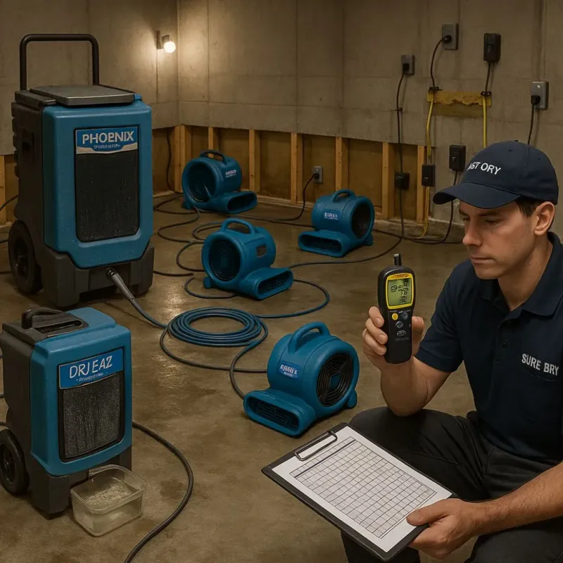 Structural Drying and Dehumidification process in North Fort Lewis, WA